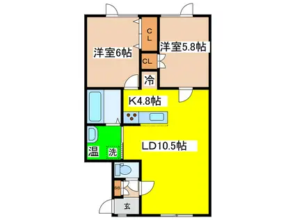 レジェンド カレン(2LDK/2階)の間取り写真