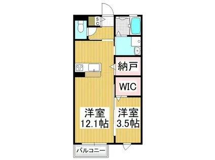 GRAND CHARIOT(1LDK/2階)の間取り写真