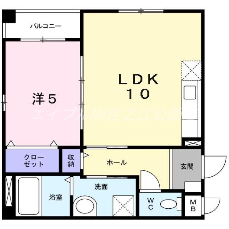 ユーヴェSII(1LDK/1階)の間取り写真