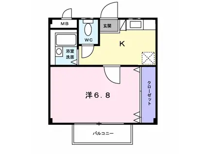 ウイングポ-ト(1K/2階)の間取り写真
