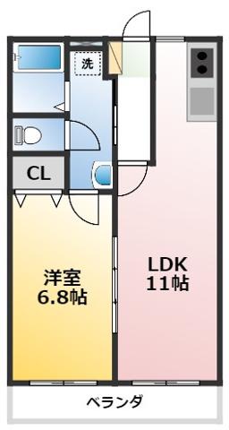 マ・メゾンII(1LDK/1階)の間取り写真