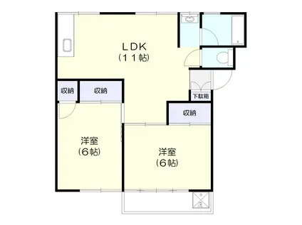 北総マンション(2LDK/2階)の間取り写真