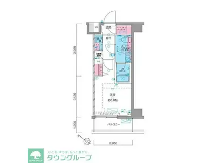 ジェノヴィア川崎IIスカイガーデン(1K/3階)の間取り写真