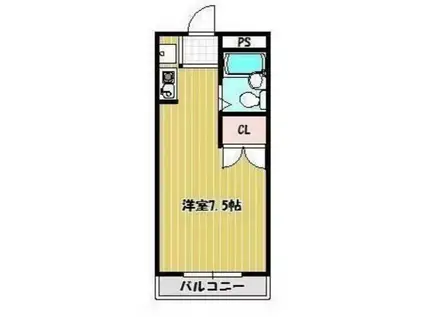 マリオン城北(1K/2階)の間取り写真