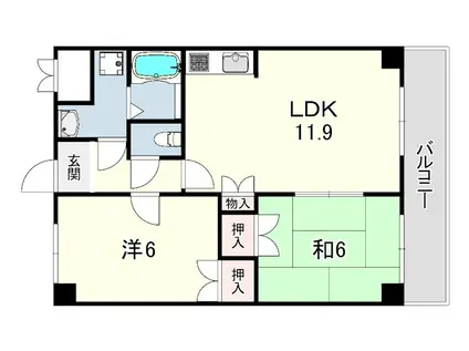 カスタム加島1(2LDK/4階)の間取り写真
