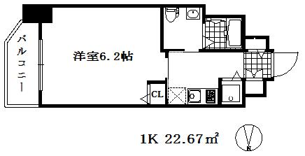 ファーストフィオーレ神戸元町(1K/3階)の間取り写真
