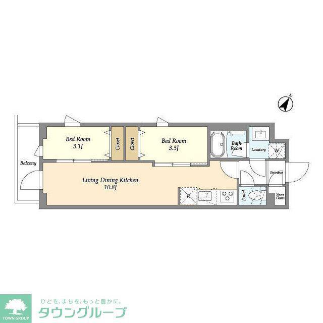 ドゥーエ曳舟II(2LDK/4階)の間取り写真