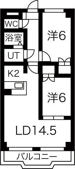 パラディーソ白壁(2LDK/4階)の間取り写真