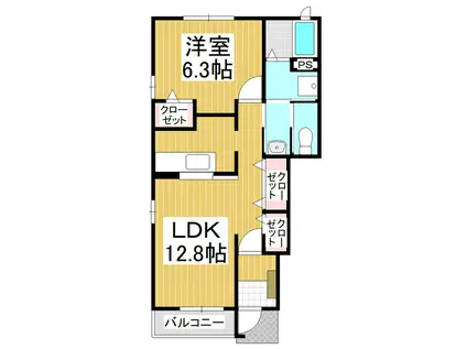 フット・パレス C(1LDK/1階)の間取り写真