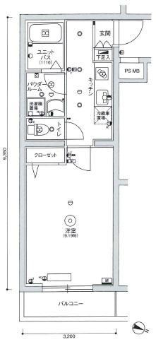 スカイコート板橋本町(1K/2階)の間取り写真