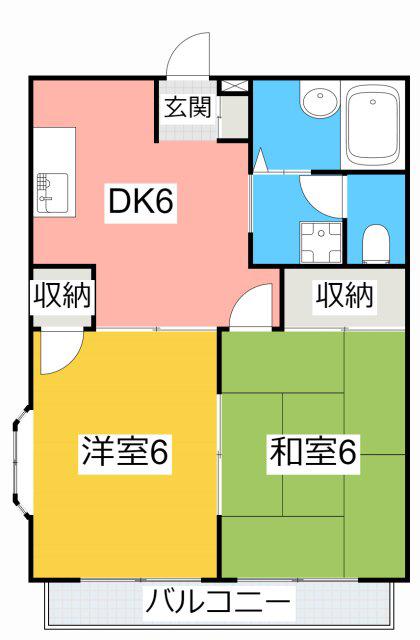 エルディムサントピア A棟(2DK/2階)の間取り写真