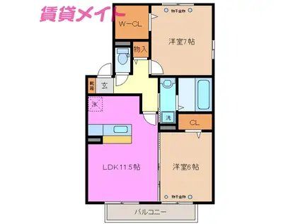 D-ROOM出来山(2LDK/2階)の間取り写真