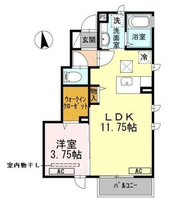 アンジュ三原台(1LDK/1階)の間取り写真