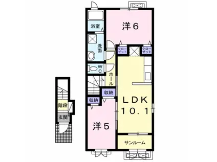 ルミアス前潟I(2LDK/2階)の間取り写真