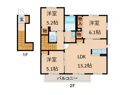 ガーデンハイツ(3LDK/2階)の間取り写真