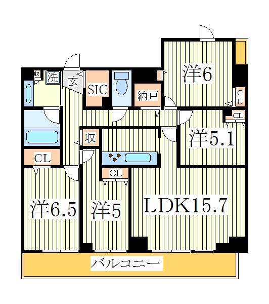 アヴェニール柏の葉(4LDK/7階)の間取り写真