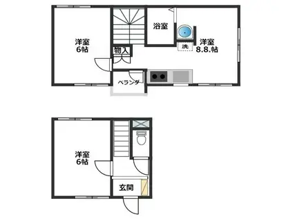 HAKハウス(2DK/1階)の間取り写真