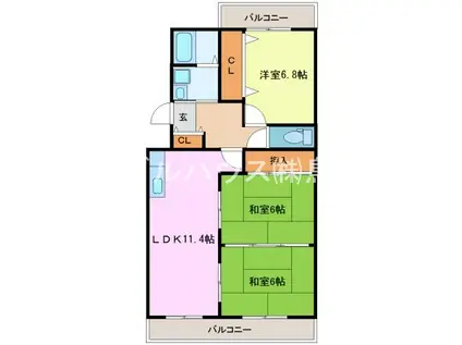 グリーンヒルズ桜台I(3LDK/2階)の間取り写真