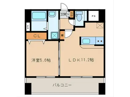 ランドマーク和白(1LDK/8階)の間取り写真