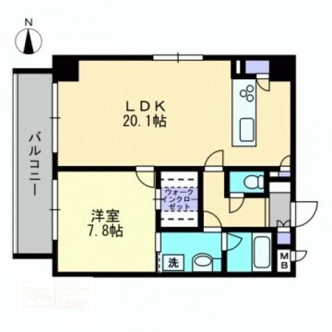 ハアラン表町(1LDK/10階)の間取り写真