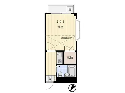 YSコート(1K/2階)の間取り写真