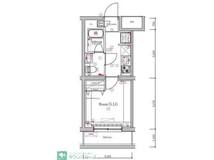 AZEST金町(1DK/2階)の間取り写真