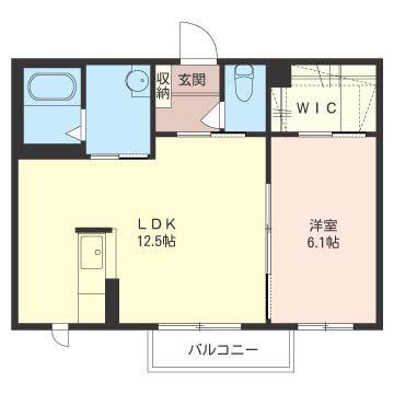 ヴィラブリッツ C(1LDK/2階)の間取り写真