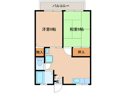 シティハイム今関C(2DK/1階)の間取り写真