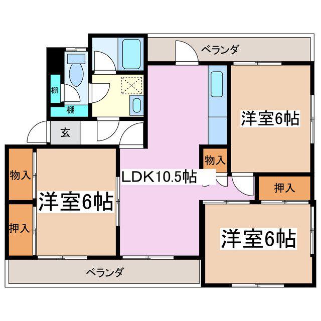ジュネス松島(3LDK/2階)の間取り写真