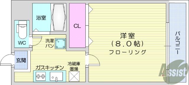 バ-シティハウス泉B(1K/1階)の間取り写真