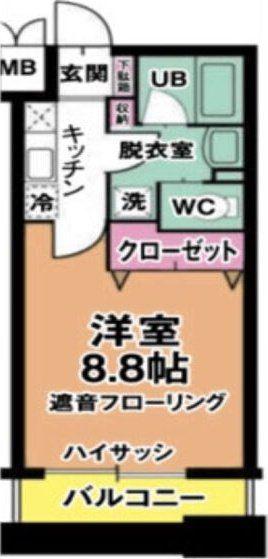 リビングステージ木町通(1K/2階)の間取り写真
