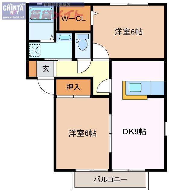 ST.パナホームB(2DK/2階)の間取り写真