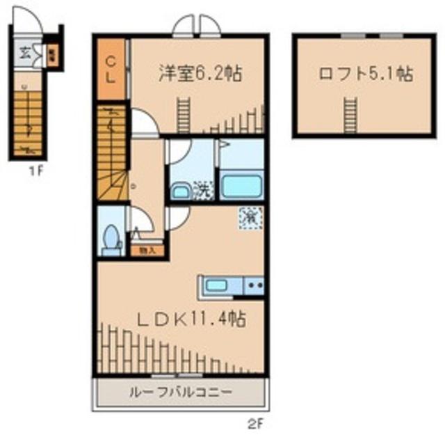 エルカーサHDK(1LDK/2階)の間取り写真