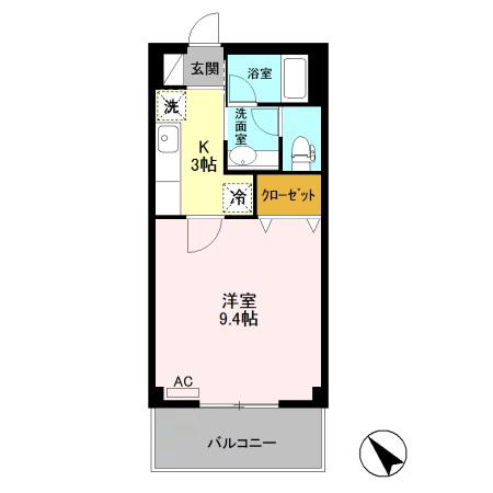 ヴィンテージ(1K/2階)の間取り写真