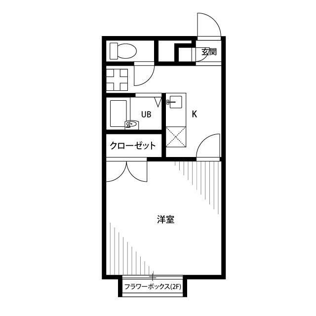 プレジール向河原(1K/2階)の間取り写真