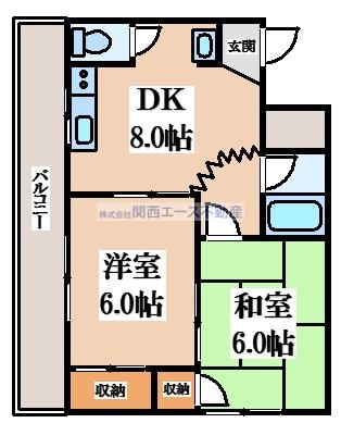 メゾン深野(2DK/2階)の間取り写真