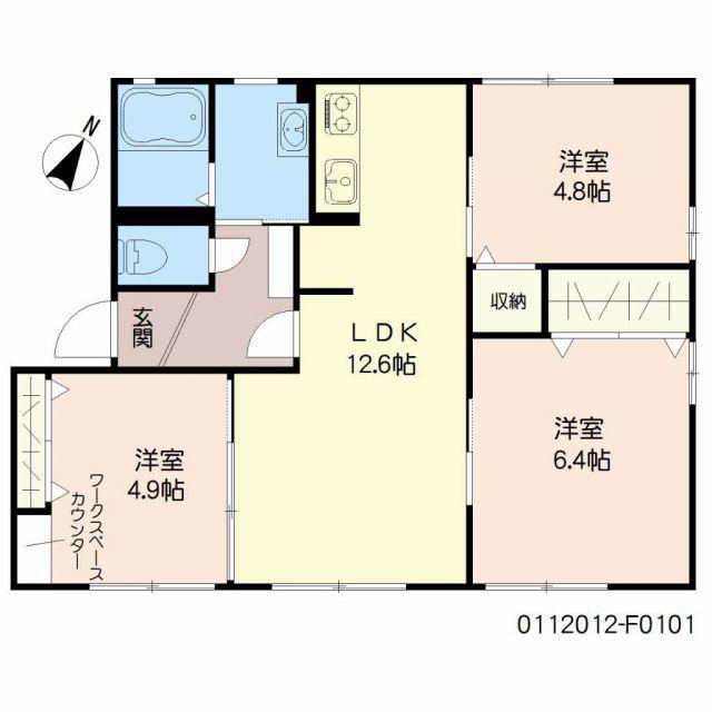アルカディア F棟(3LDK/1階)の間取り写真
