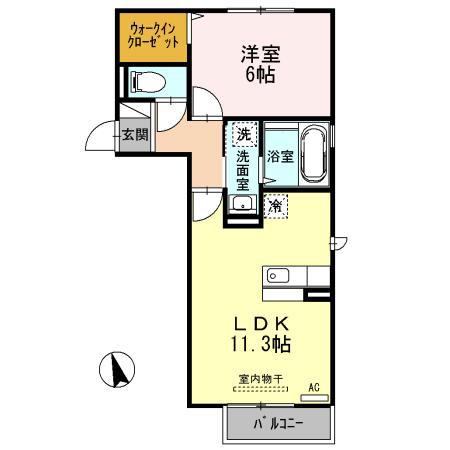 シャインクレール(1LDK/2階)の間取り写真