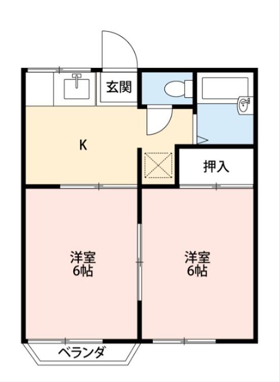 当木ハイツ(2K/2階)の間取り写真