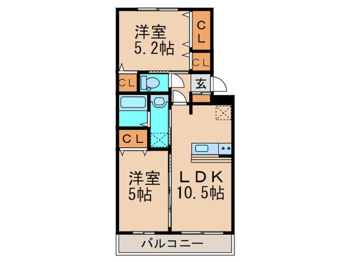 サザンハイムA(2LDK/3階)の間取り写真