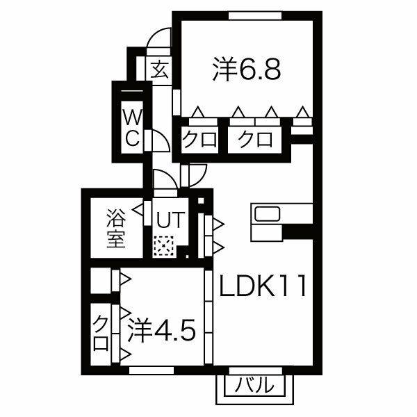 セジュール加佐 B(2LDK/1階)の間取り写真
