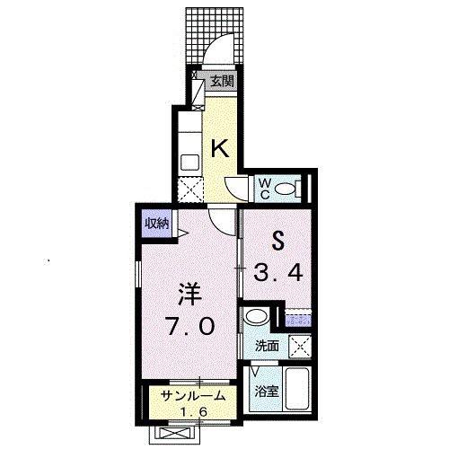 ルーフ ウェーブ笹崎A(1SK/1階)の間取り写真