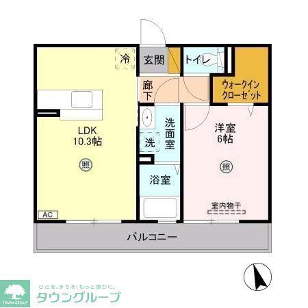スカイフォレスト(1LDK/2階)の間取り写真