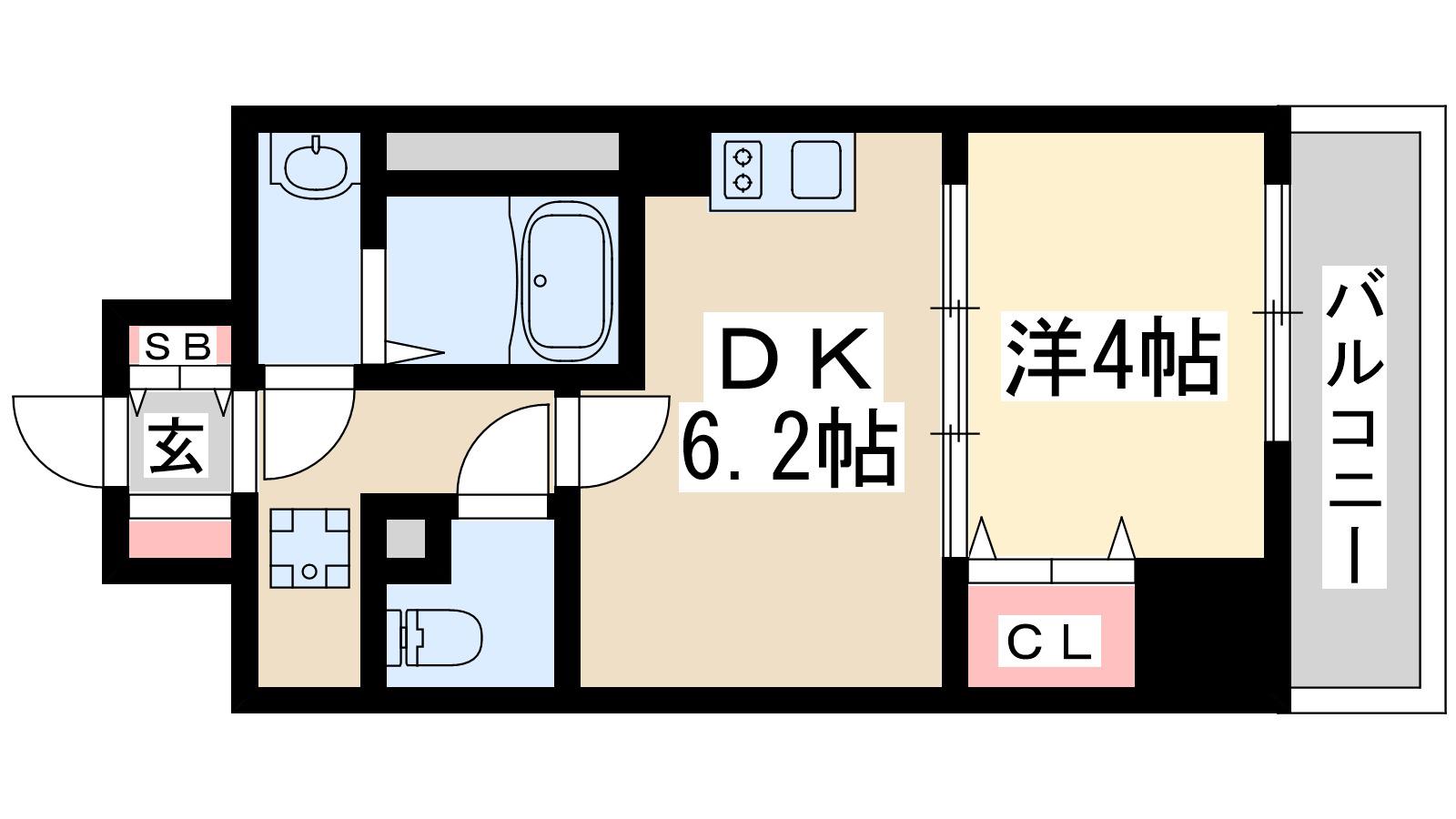 トパーズ江坂(1DK/9階)の間取り写真