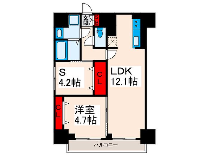 グランデュール富士(1SLDK/6階)の間取り写真