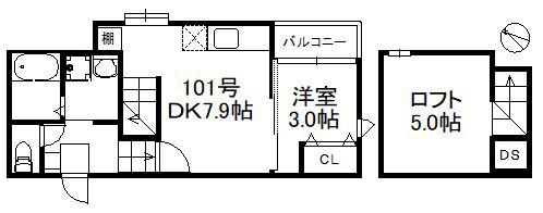 メゾンソレイユ2 483(1DK/1階)の間取り写真
