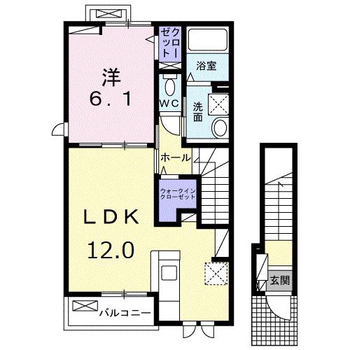 ルミナス今治 I(1LDK/2階)の間取り写真