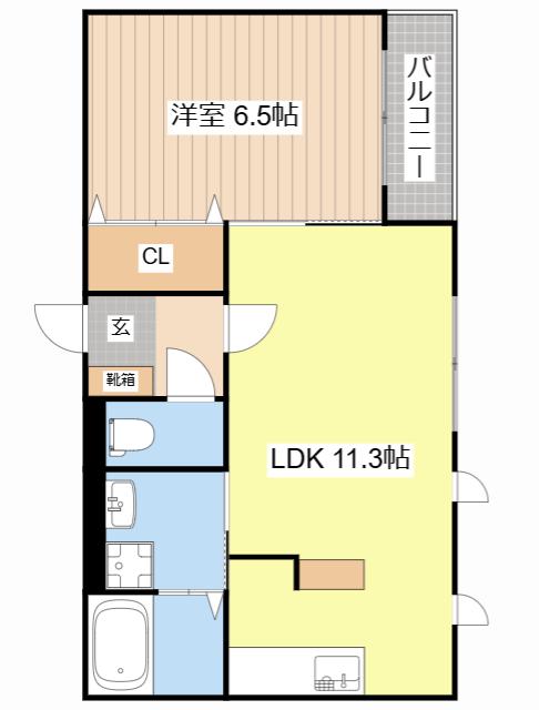ノイオウミ(1LDK/2階)の間取り写真