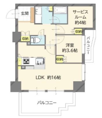 レーベン広島中広通(2LDK/14階)の間取り写真