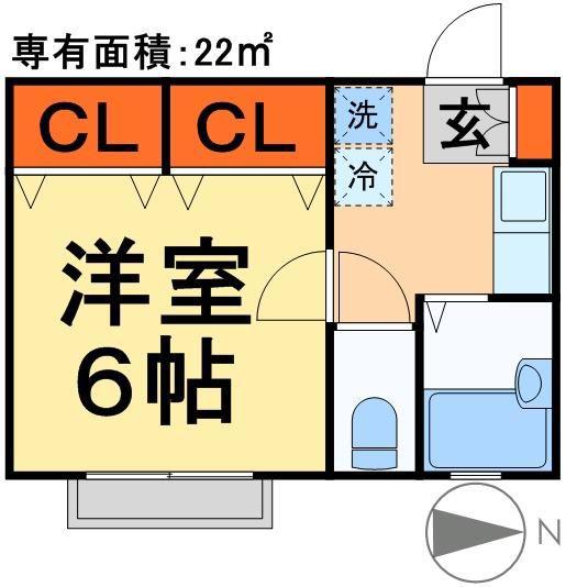 リヴェール松戸(1K/1階)の間取り写真